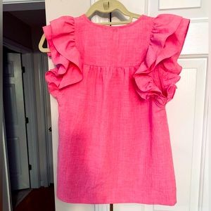 Joy Joy hot pink ruffle sleeve top XS